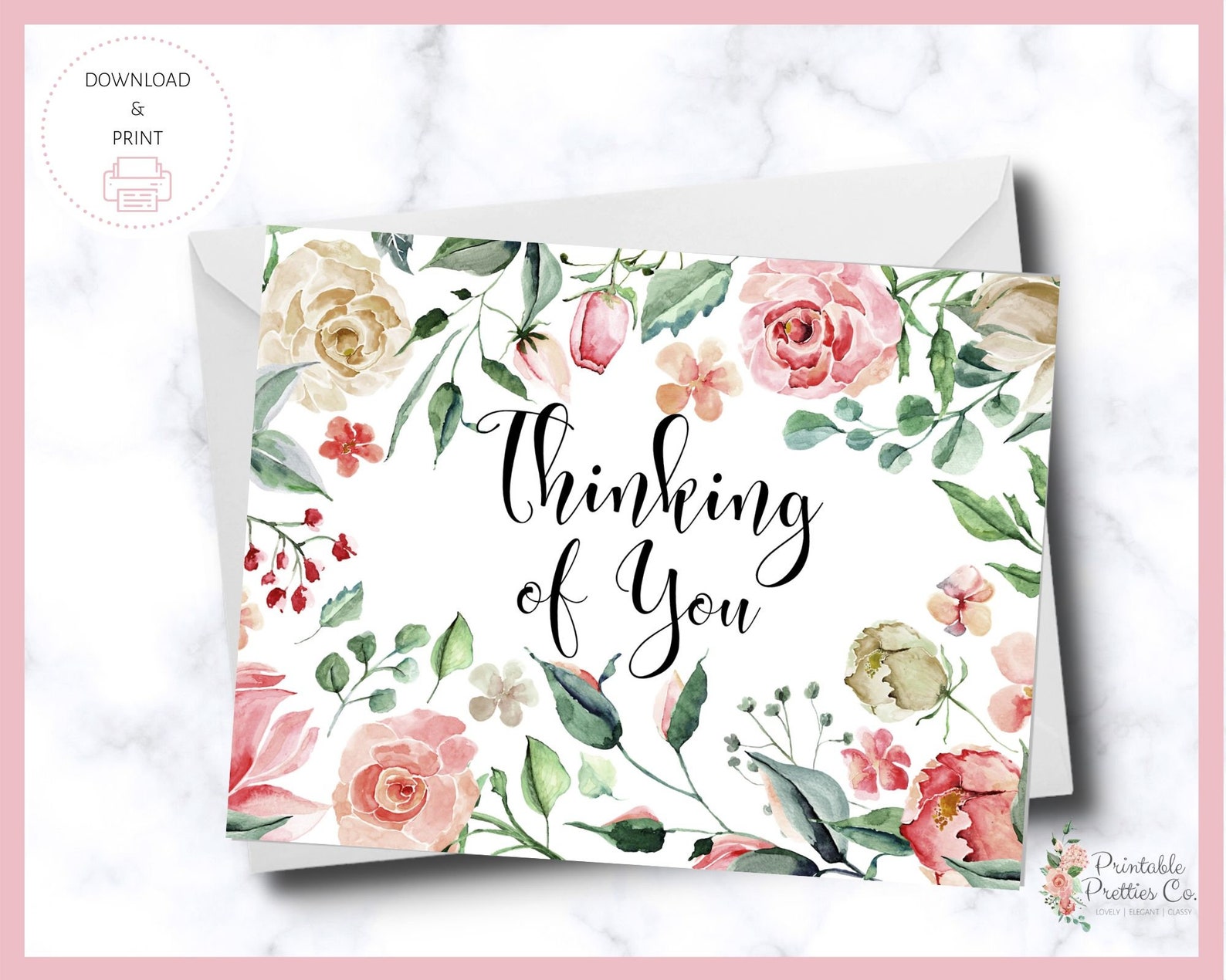 Thinking of You Printable Notecard / Download Thinking of You  Etsy