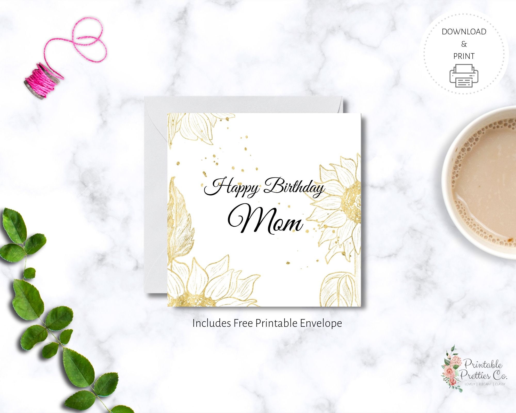 happy birthday card printable for mom birthday digital etsy