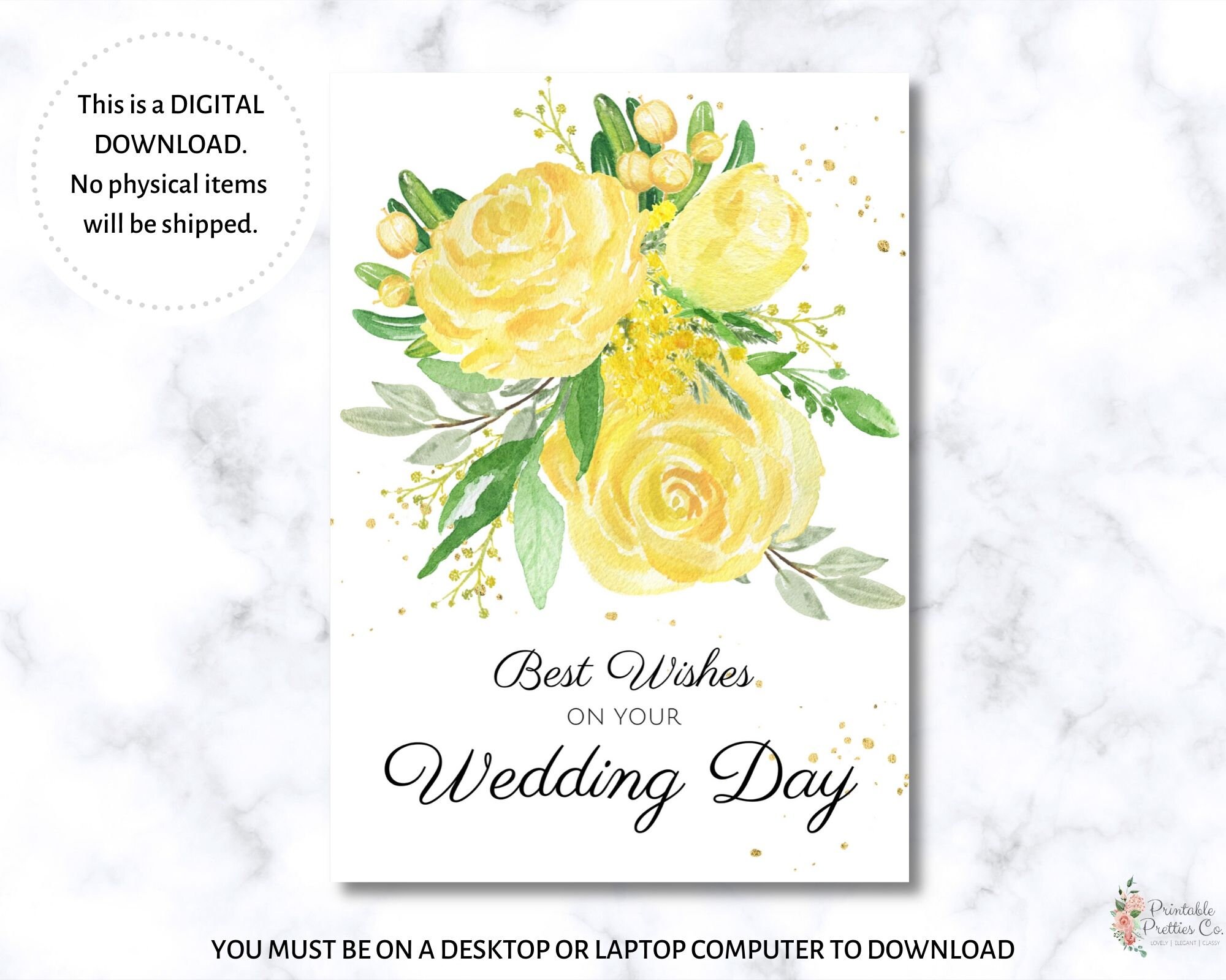 Printable Wedding Card Best Wishes Wedding Cards Etsy