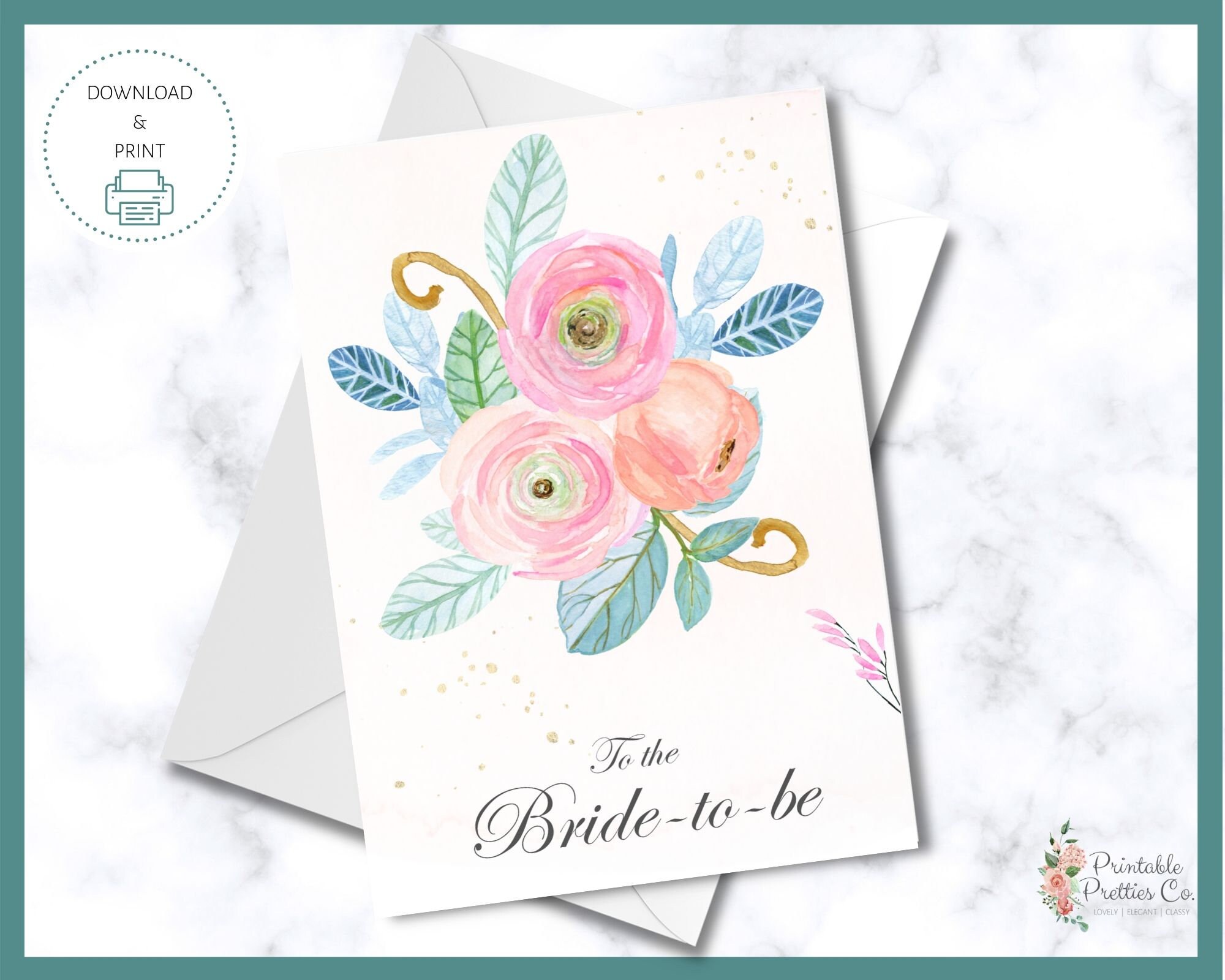 Printable Bridal Shower Card / Bridal Shower Congratulations - Etsy