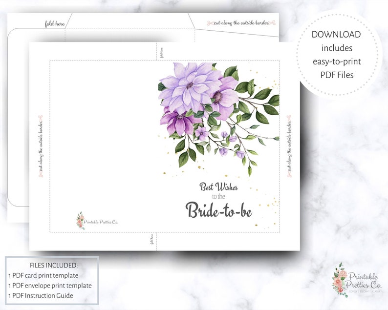 Bridal Shower Congratulations Card Printable Download Beautiful Bride-to-be Card Instant Download Wedding Greeting Card Card for Bride