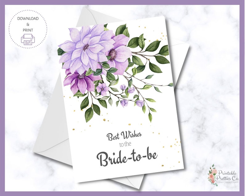 Bridal Shower Congratulations Card Printable Download Beautiful Bride-to-be Card Instant Download Wedding Greeting Card Card for Bride
