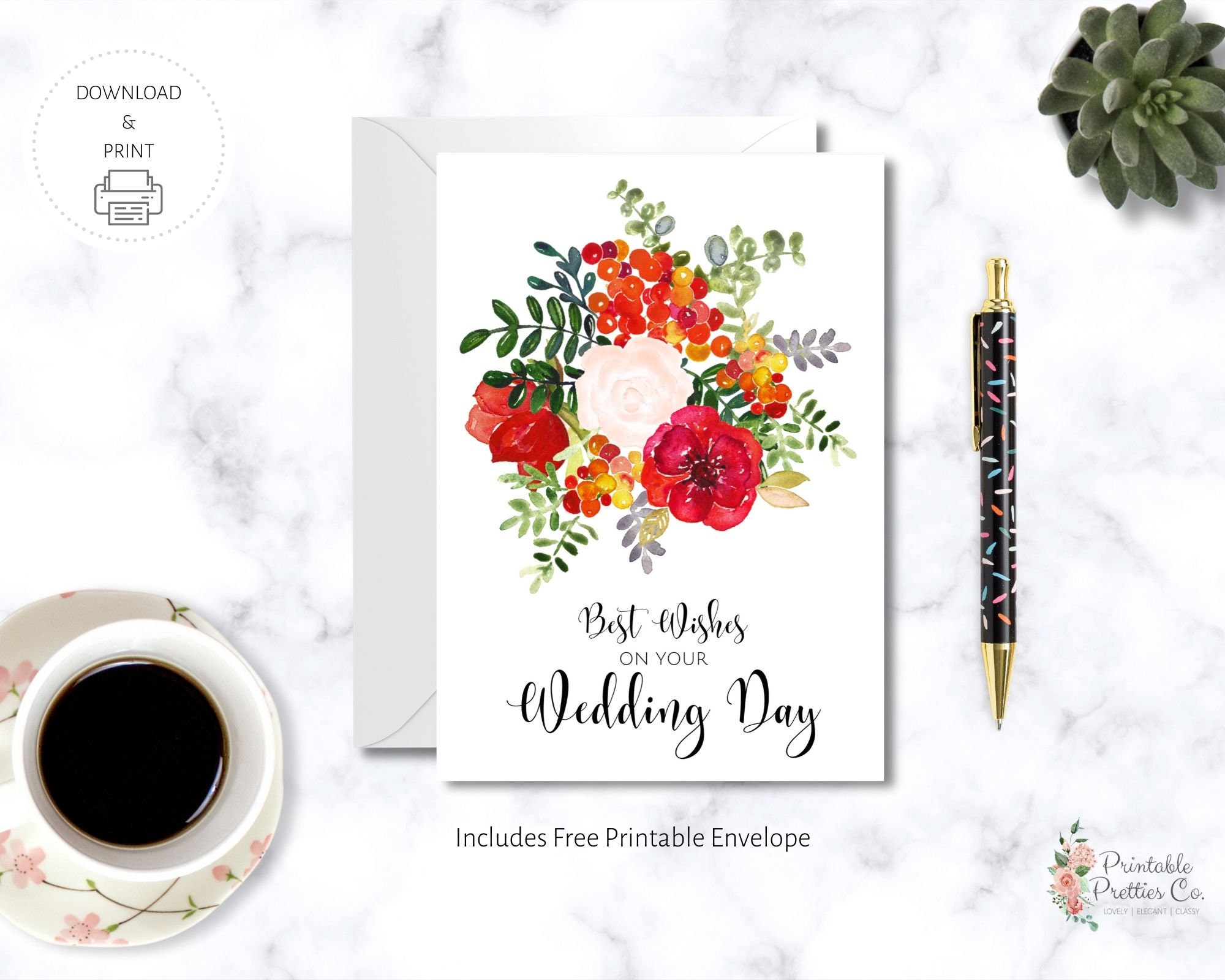 Printable Wedding Card Best Wishes Wedding Cards Etsy