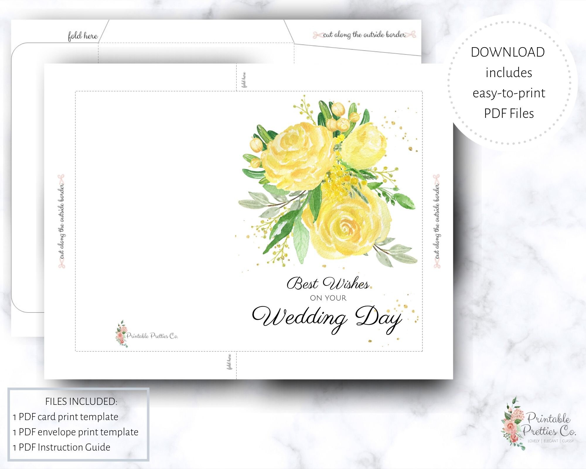 Printable Wedding Card Best Wishes Wedding Cards Etsy
