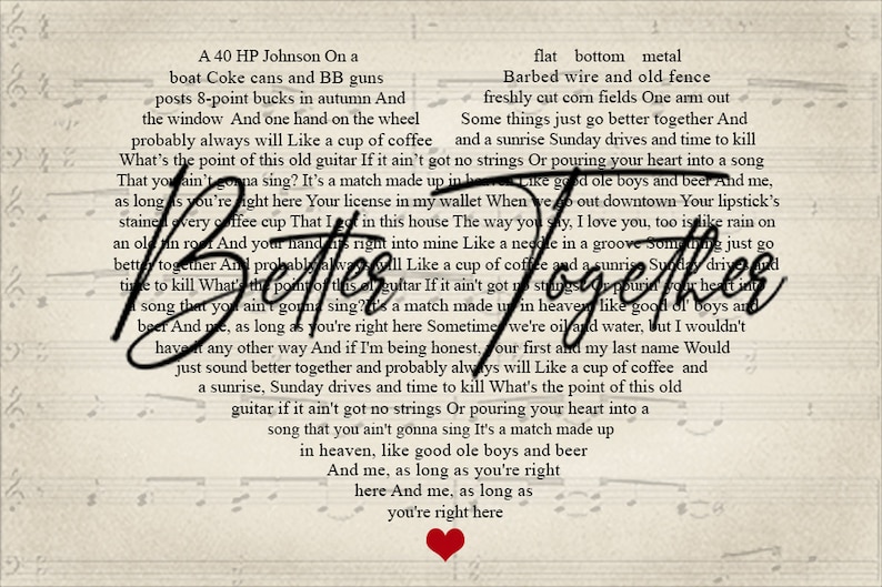 Better Together Luke Combs Lyrics Print Poster Wall Art Home Etsy