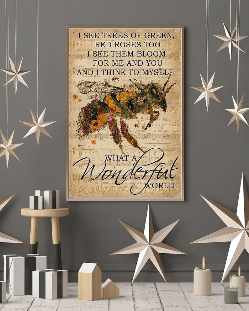 What A Wonderful World Lyrics Print Poster Wall Art Home Etsy