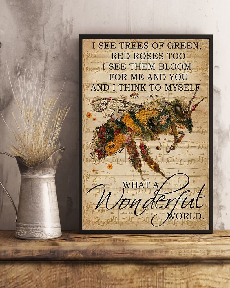What A Wonderful World Lyrics Print Poster Wall Art Home Etsy