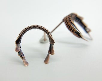 Copper Stud Earrings - Elegant Stud Earrings - Circular Woven Earrings - Copper Earrings - Mother's Day Gift