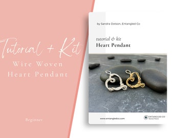 Silver or Gold Heart Pendant Kit DIY - Wire Weaving Kit for Beginners