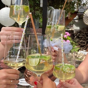 Stickers / labels / champagne glass / wine glass / wedding / bachelor party / JGA / birthday / celebration / personalized / glass