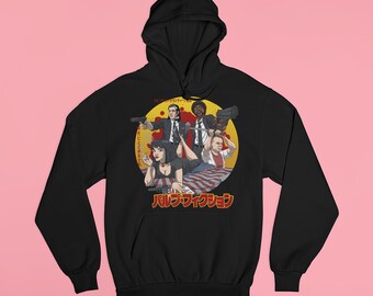 pulp fiction puff print hoodie sweatshirt