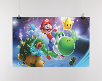 Video Game Wall Poster Super Mario Super Mario Jump Poster Print Hand Drawn Artwork Limited Edition Wall Art Various Sizes Available