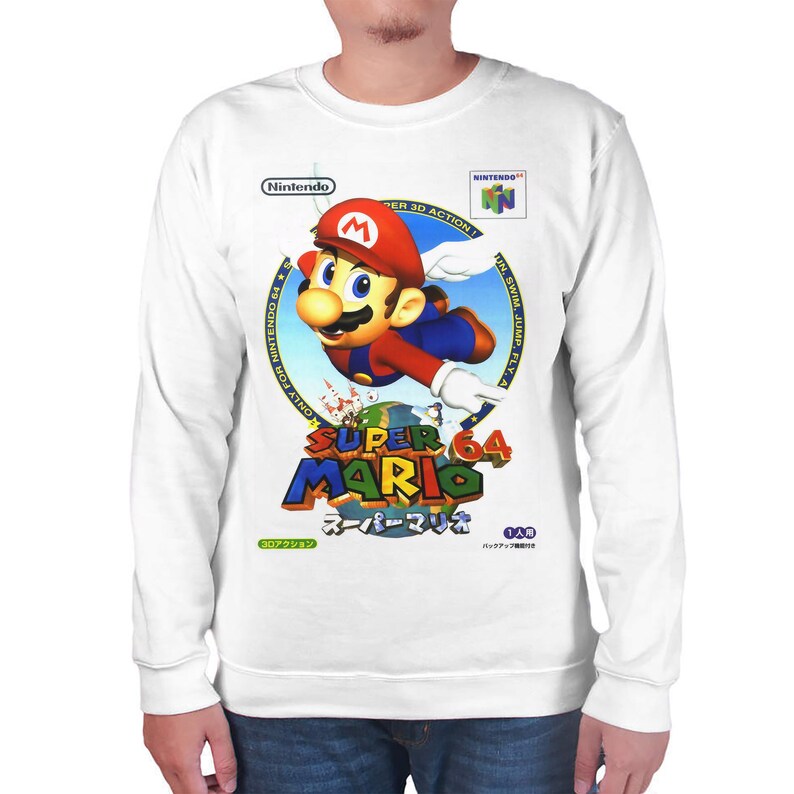 Gamer Christmas Gifts Video Game Shirts Retro Clothing Classics Shirt Super Mario 64 Custom Crewneck Unisex Mens /& Women/'s Clothing