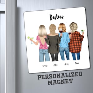 Aimant personnalisé souvenir | Aimant pour cartes imprimables | Décoration murale anniversaire | Meilleur cadeau de patron | Anniversaire cousin | Meilleure amie 1-4 filles
