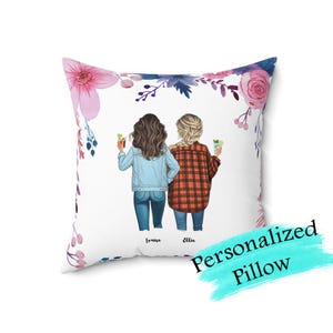 Personalized Polyester Square Pillow with your Best Friend, Bestie cousin gift, Mothers Day Gift, Birthday gift, Custom pillow