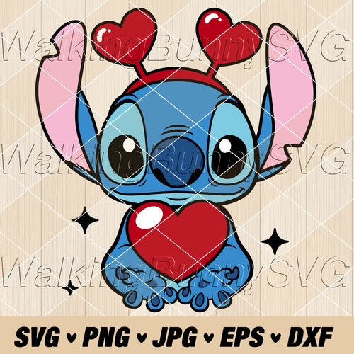 Stitch Love Svg Png Layered Stitch Heart Ears Svg Cute - Etsy