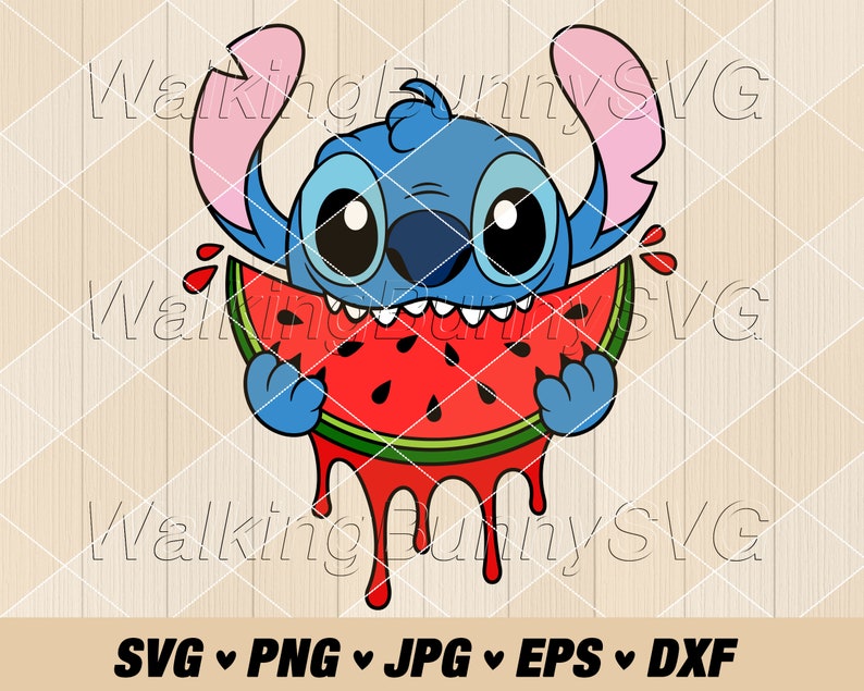 Stitch Enjoying Watermelon Svg Png Layered Stitch Watermelon Etsy