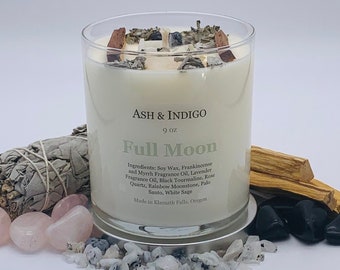 Full Moon Ritual Candles, Crystal Candle, Full Moon Candle, Spell Candles, Manifestation Candle, Wicca Candle, Protection Candle, Witch