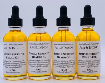 Simple Serenity Beard Oil | Beard Conditioner, Beard Gift, Sweet Almond Oil, Fragrance Free, Beard Growth Oil, Avocado Oil, Beard Care