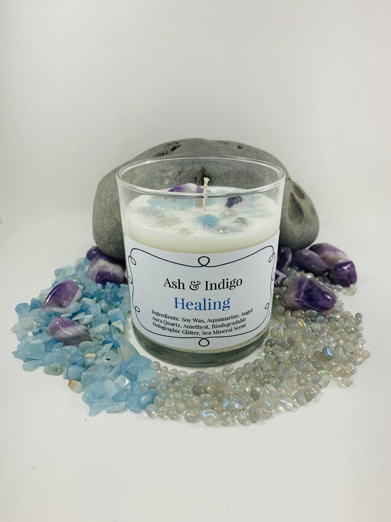Healing Soy Crystal Candles Healing Candles Spiritual Etsy
