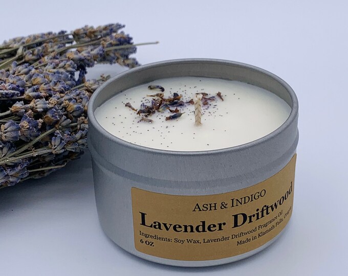 Lavender Driftwood Soy Wax Candle Lavender Candle, Beach Scented Candle