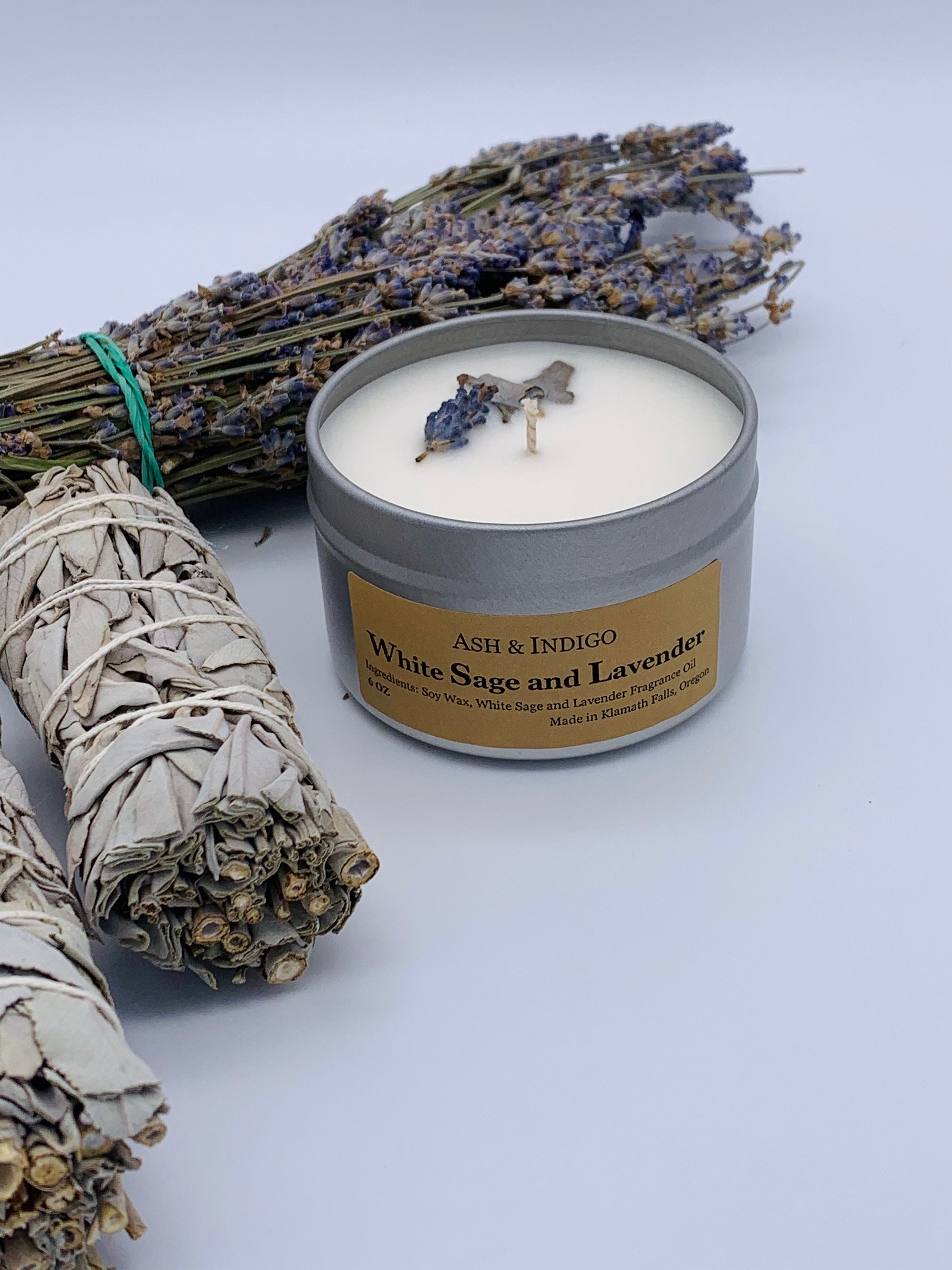 White Sage and Lavender Candle Sage Candle Manifestation Etsy
