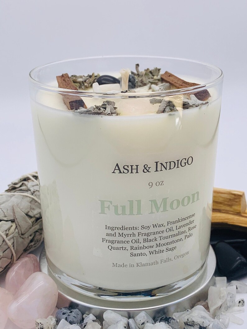 Full Moon Ritual Candles Crystal Candle Full Moon Candle Etsy