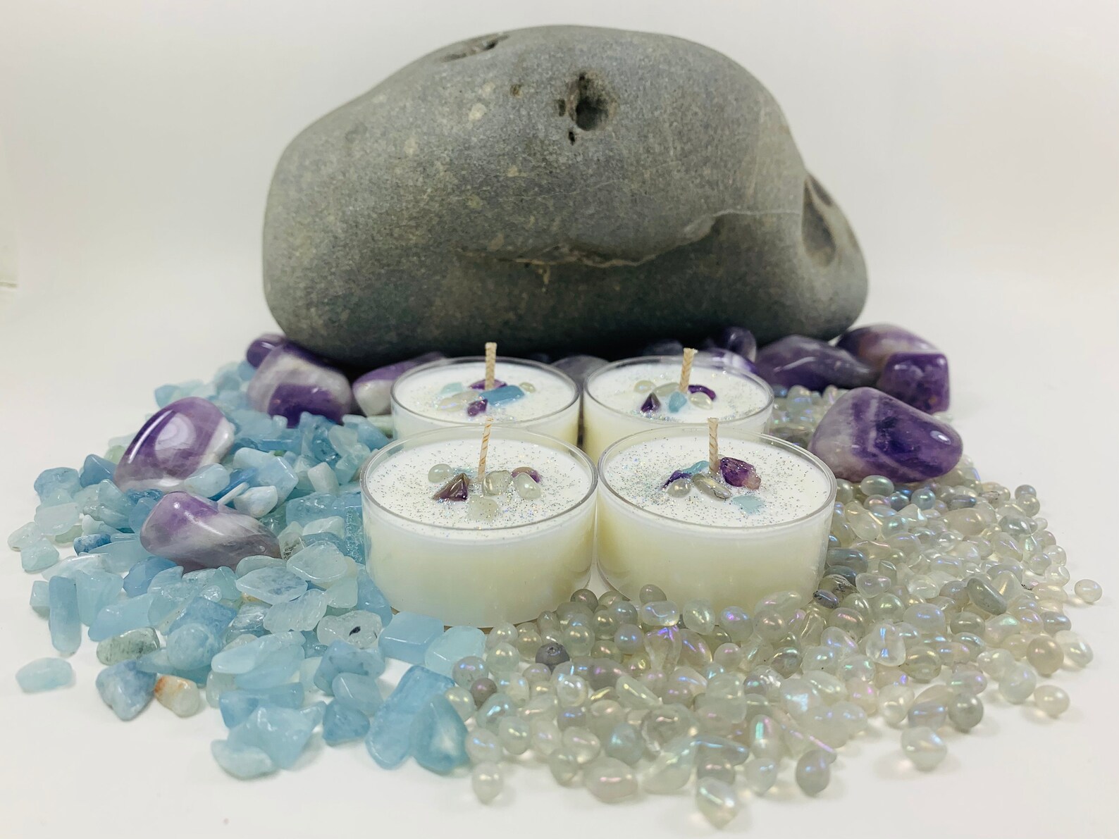 Healing Soy Tealight Crystal Candles Healing Candles Etsy