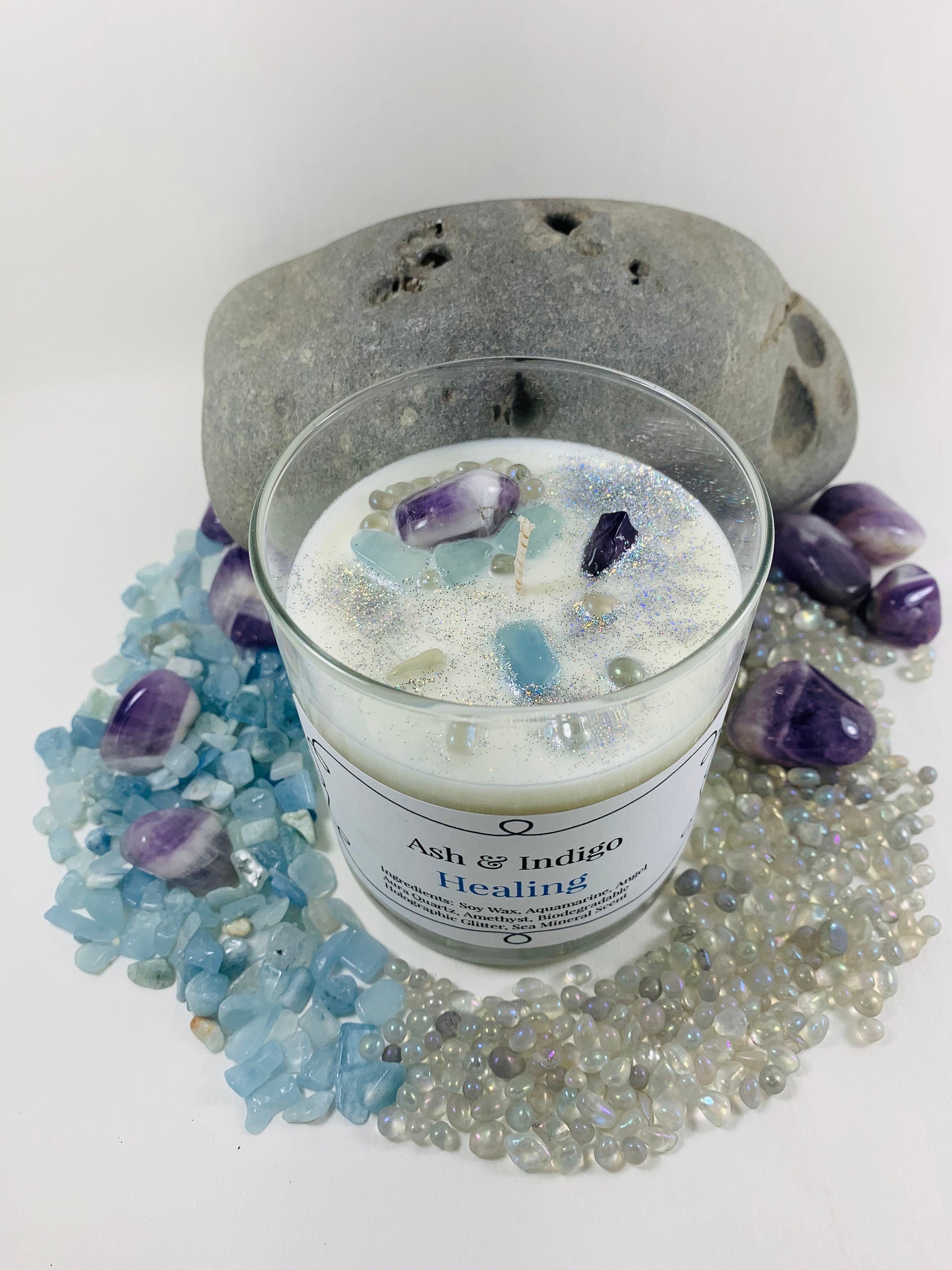 Healing Candle Crystal Candles Spiritual Candle Healing Etsy