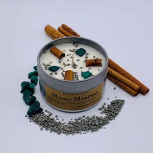 Money Spell Candles Manifestation Candle, Money Candle, Spell Candles, Abundance Candle, Witch Candles, Prosperity Candle, Intention Candle 6 oz Tin Container