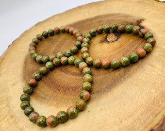 Unakite Bracelet, Unakite Jewelry, Natural Unakite, Unakite Beads, Unakite Gemstone Bracelet