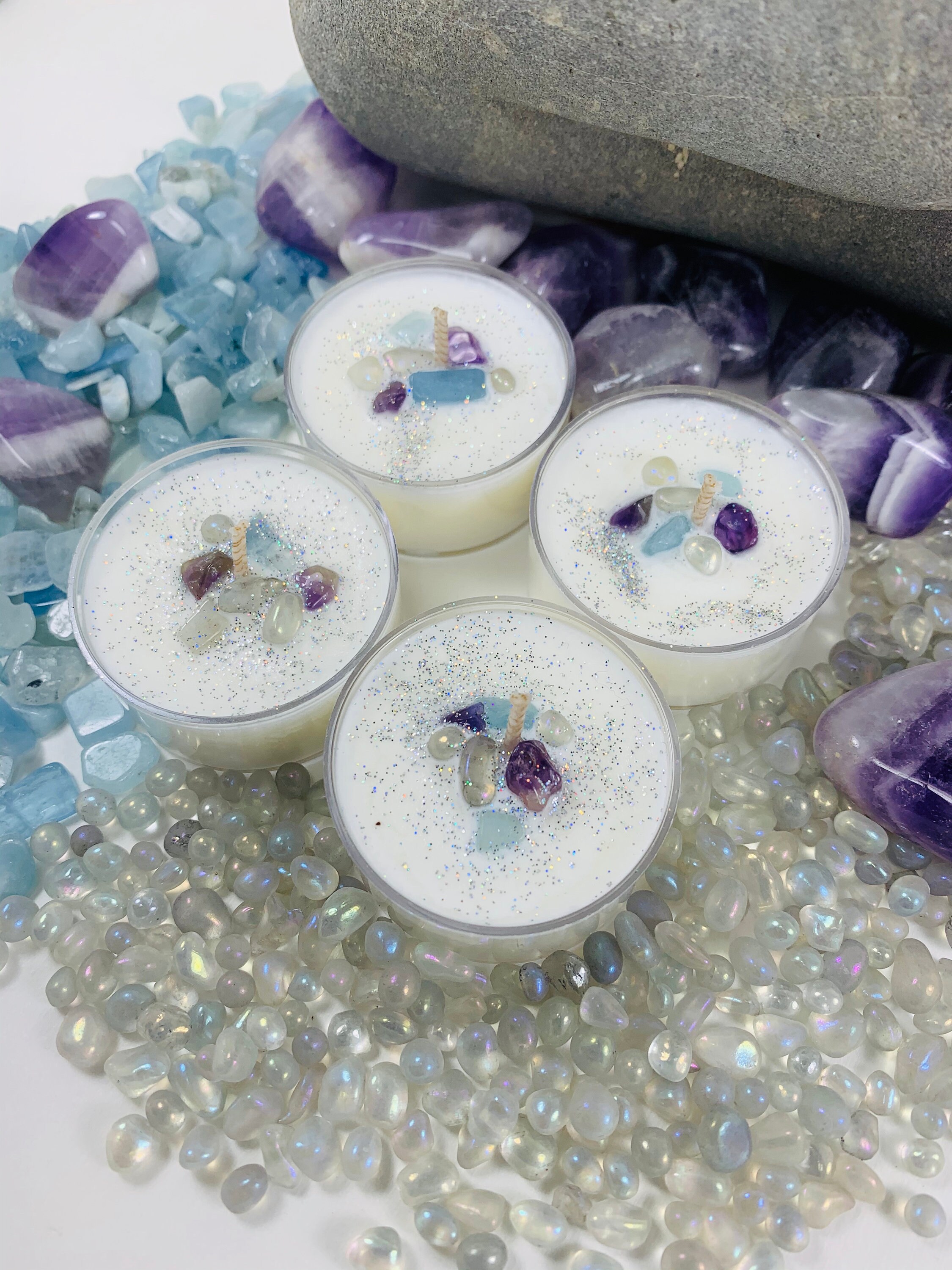 Healing Soy Tealight Crystal Candles Healing Candles Etsy