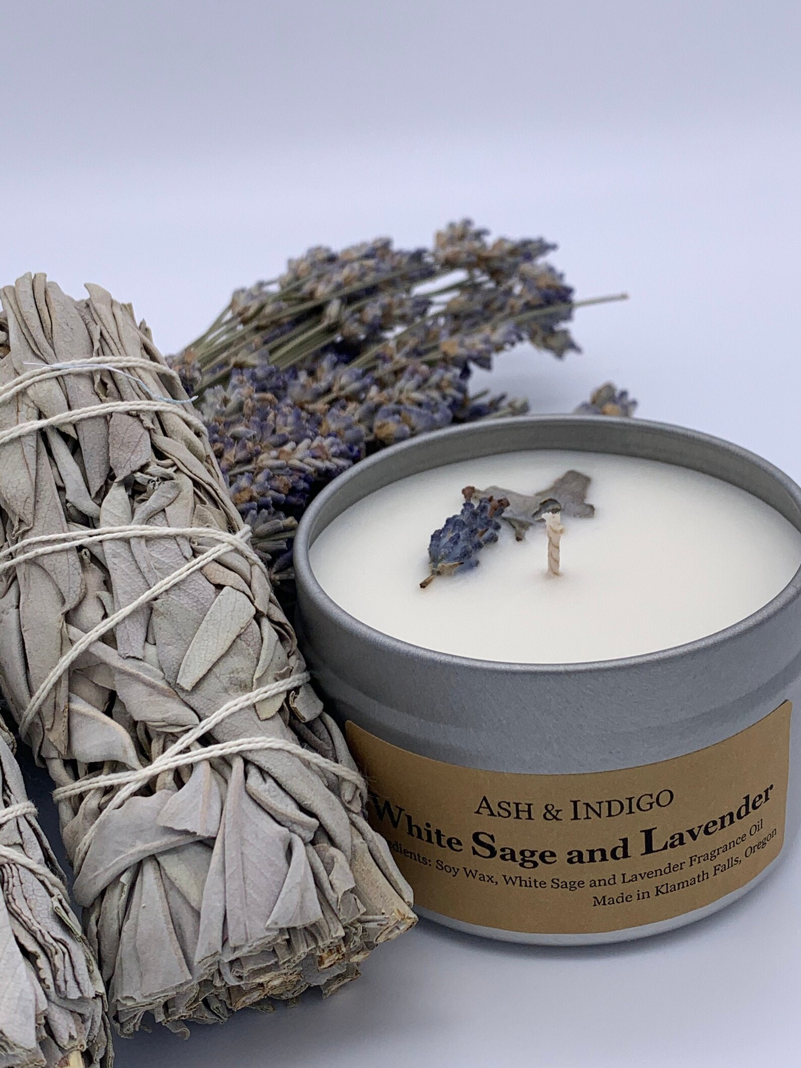 White Sage and Lavender Candle Sage Candle Manifestation Etsy