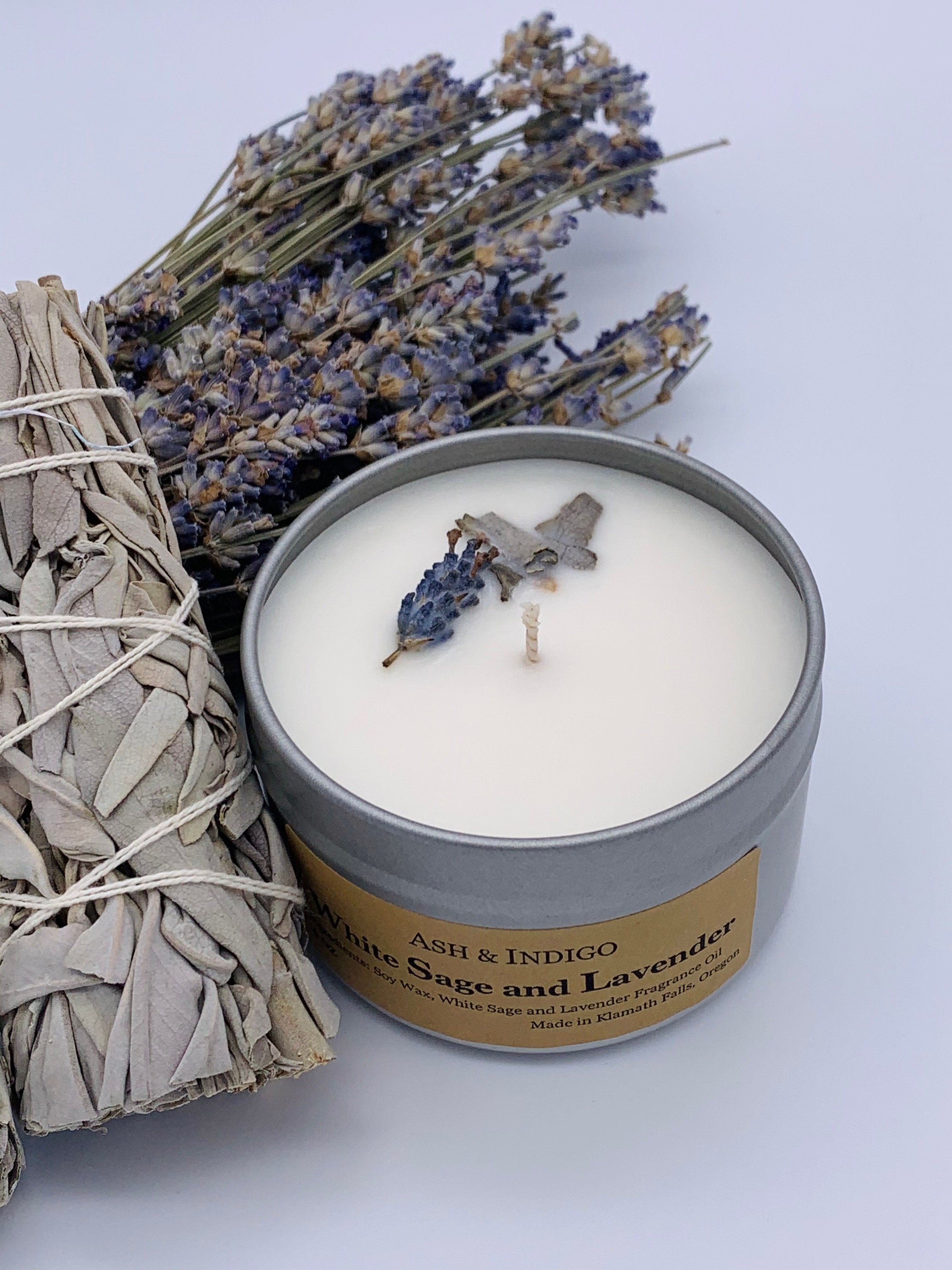 White Sage and Lavender Candle Sage Candle Manifestation Etsy
