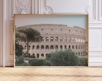 Roman Colosseum with Umbrella Pine Trees Photography - Rome, Italy