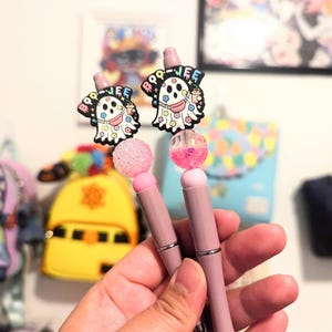 Boo-Jee Ghost Beaded Pens, Halloween beaded pen, Frankenstein Pen, Glow in the dark bead pen, stationery pen
