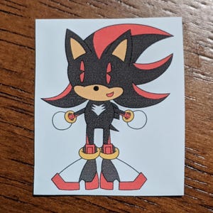 Adesivo Chibi Shadow the Hedgehog (à prova d&#39;água, adesivo permanente)