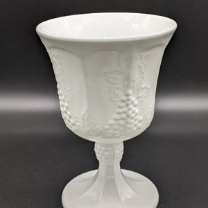 Milk Glass Indiana Harvest Grape Pattern Goblet
