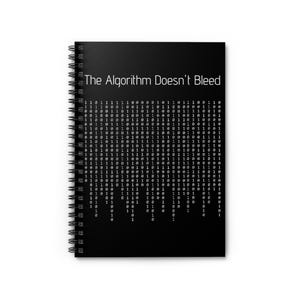Caderno Espiral "O Algoritmo Não Sangra" | Caderno Pautado, Design de Matriz de Código