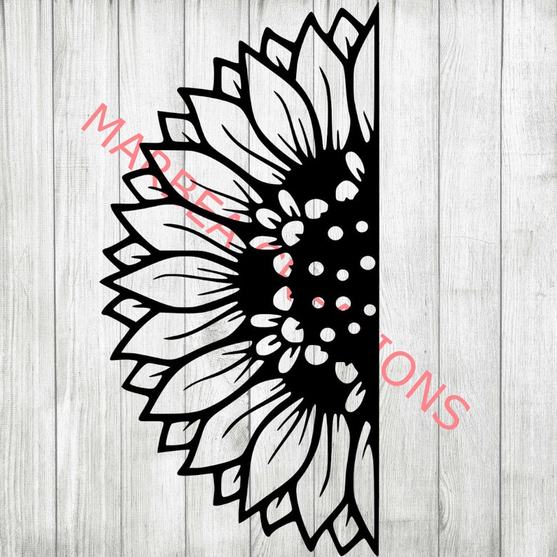 Download Half Sunflower svg png dxf CRICUT SILHOUETTE digital | Etsy