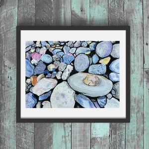 Beach Stones, Original Pastel Painting and Prints