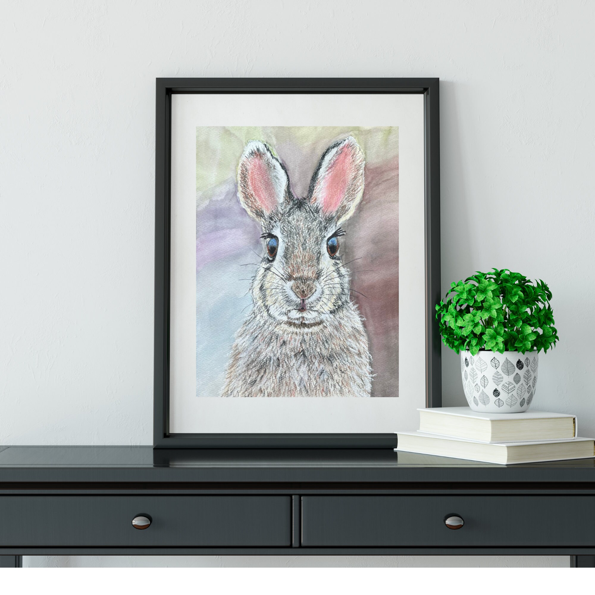 Whimsical Rabbit Art Print, Watercolor Hare Painting - Etsy
