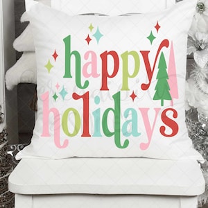 Retro Happy Holidays - Natale - svg-png-dfx-eps - File per macchine da taglio Cameo Cricut - Vintage Christmas Cut File - Boho Christmas