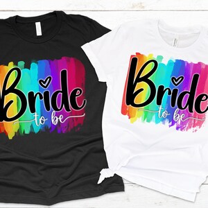 LGBTQ Braut - Regenbogen Aquarell Pinselstrich - PNG - Sublimation - digitaler Download - LGBTQ Hochzeit - zwei Bräute - Hochzeit Party Shirt