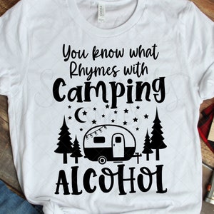 Tienda - Sabes lo que rima con camping - Alcohol - svg - png - dxf - eps - Digital Cut Files - Sublimación - Linda camper - Funny Camping