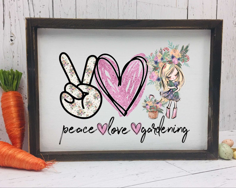 Spring Sublimation Planner Sticker Flowers Peace Love Gardening Glitter Clipart Digital Download Waterslide Plant Lover