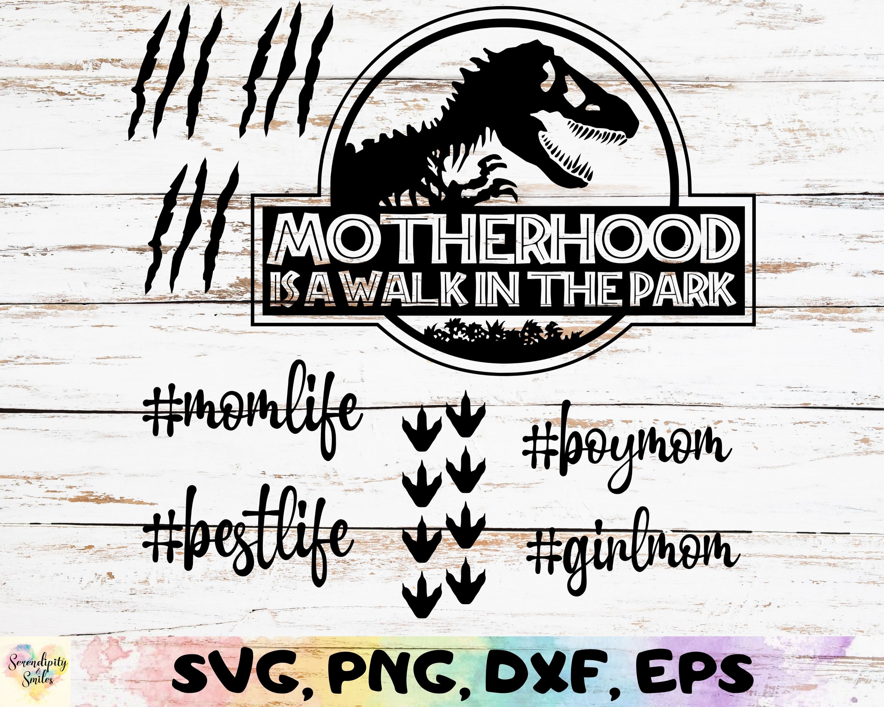 Download Motherhood Is A Walk In The Park Dinosaur svg png dxf | Etsy