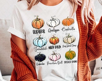 Variedades de calabaza - PNG - Sublimación o impresión - Descarga digital - Diseño de otoño - Diseño de otoño lindo - Dibujo de calabaza - Calabazas y brillo