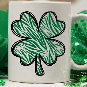 Zebra Animal Print Doodle Shamrock - svg - png - dxf - eps - Cut File - Cricut - Silhouette - Sublimation - Sticker - St. Patrick&#39;s Day