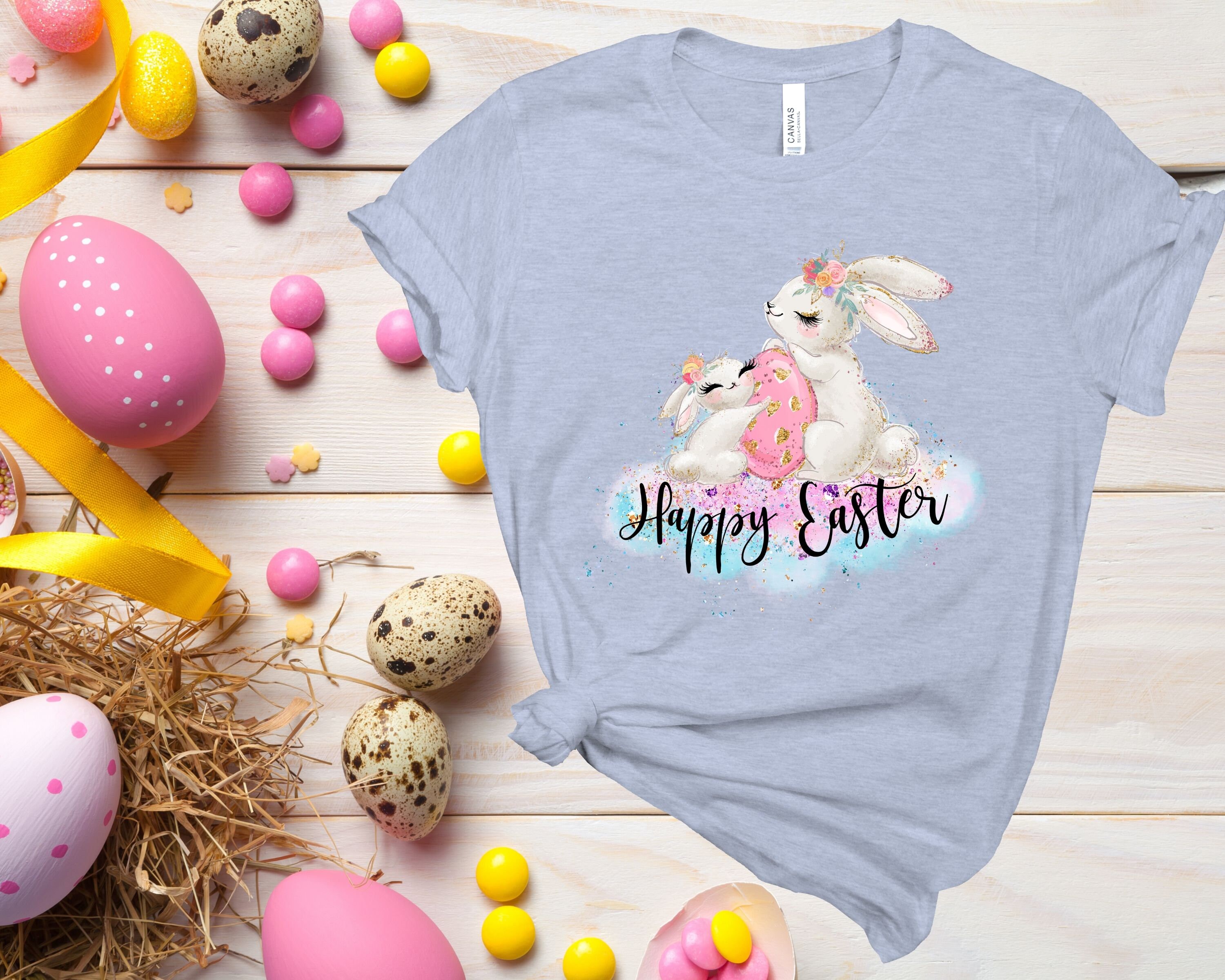 Happy Easter Bunnies PNG Sublimation Easter Spring | Etsy